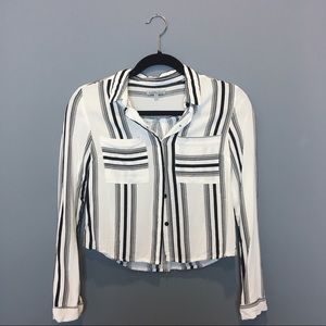Black and white striped button down